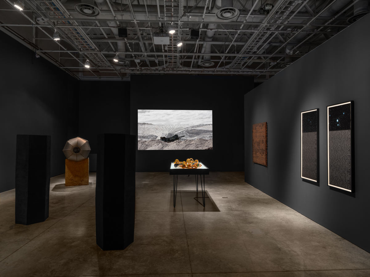 Installation views of "Against Outer Space" at UCI Beall Center for Art + Technology. Photography by