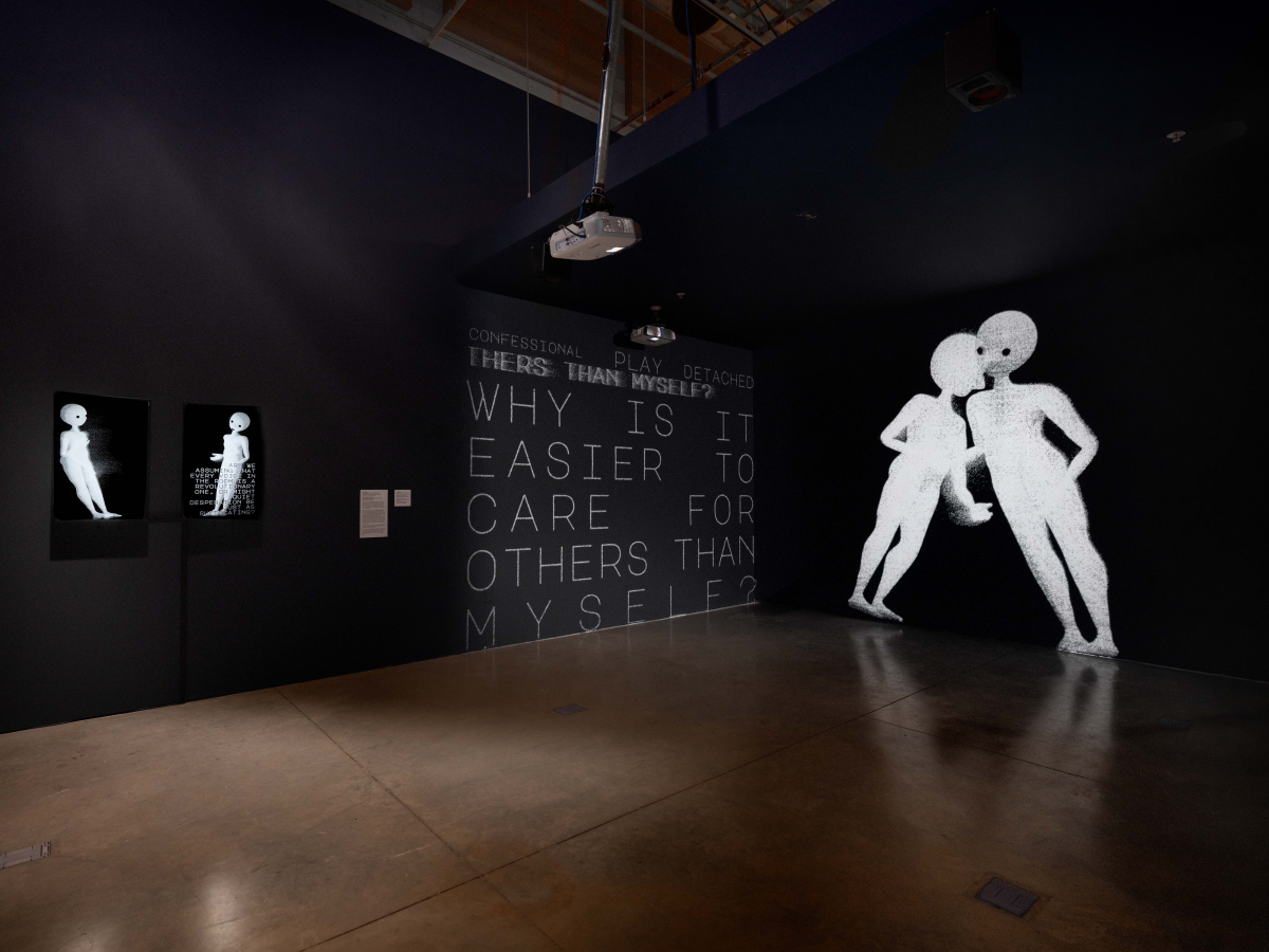Installation views of "Disruptive Cultures: Affect and Effects of Social Media" at UC Irvine Beall C