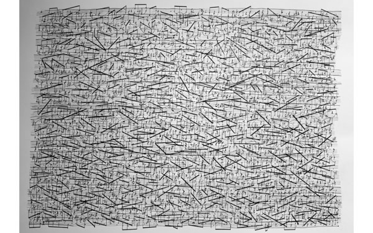 Sean Griffin / Aquarian X: Requiem for Pauline Oliveros 3: Textures of Bilitis, 2016-17 / ink on paper / 18 x 24 inches